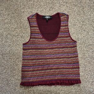 Rewash Burgundy and Yellow Zig Zag Knit Tank Top Size Medium Streachable